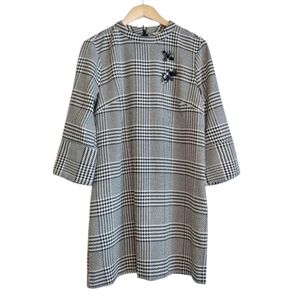 H&M Dress Plaid Sequin Beaded Bees Details Sz 10 Work Wear Business